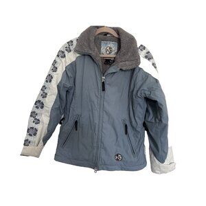 VTG Hard Corps Ski/Snowboard Jacket Blue & White Floral Juniors Size 8 *READ!*
